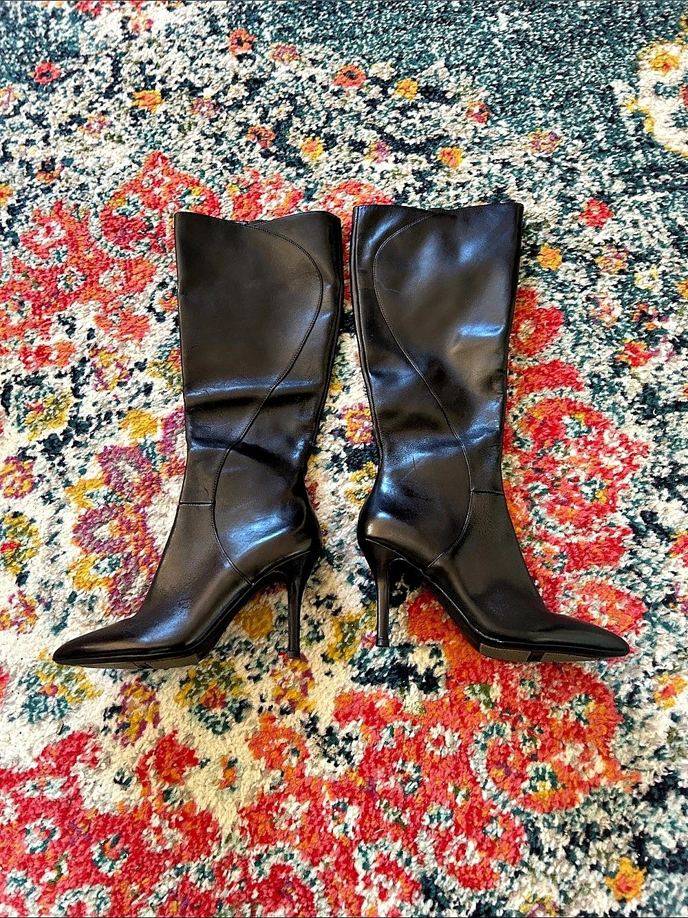 Nine West Gerty Knee High Boots Black Pointed Toe